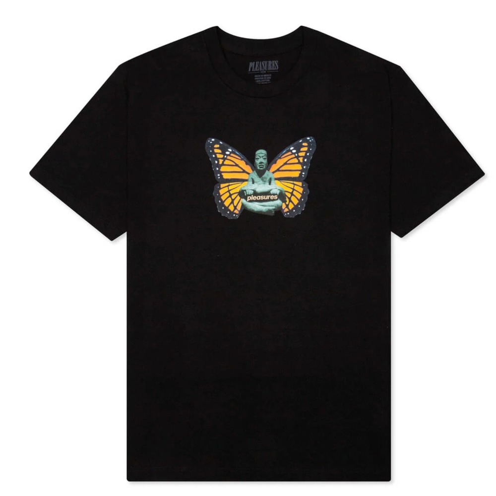 Pleasures Meditate T-Shirt Black Butterfly Graphic Mens XXL P21SP037-BLACK